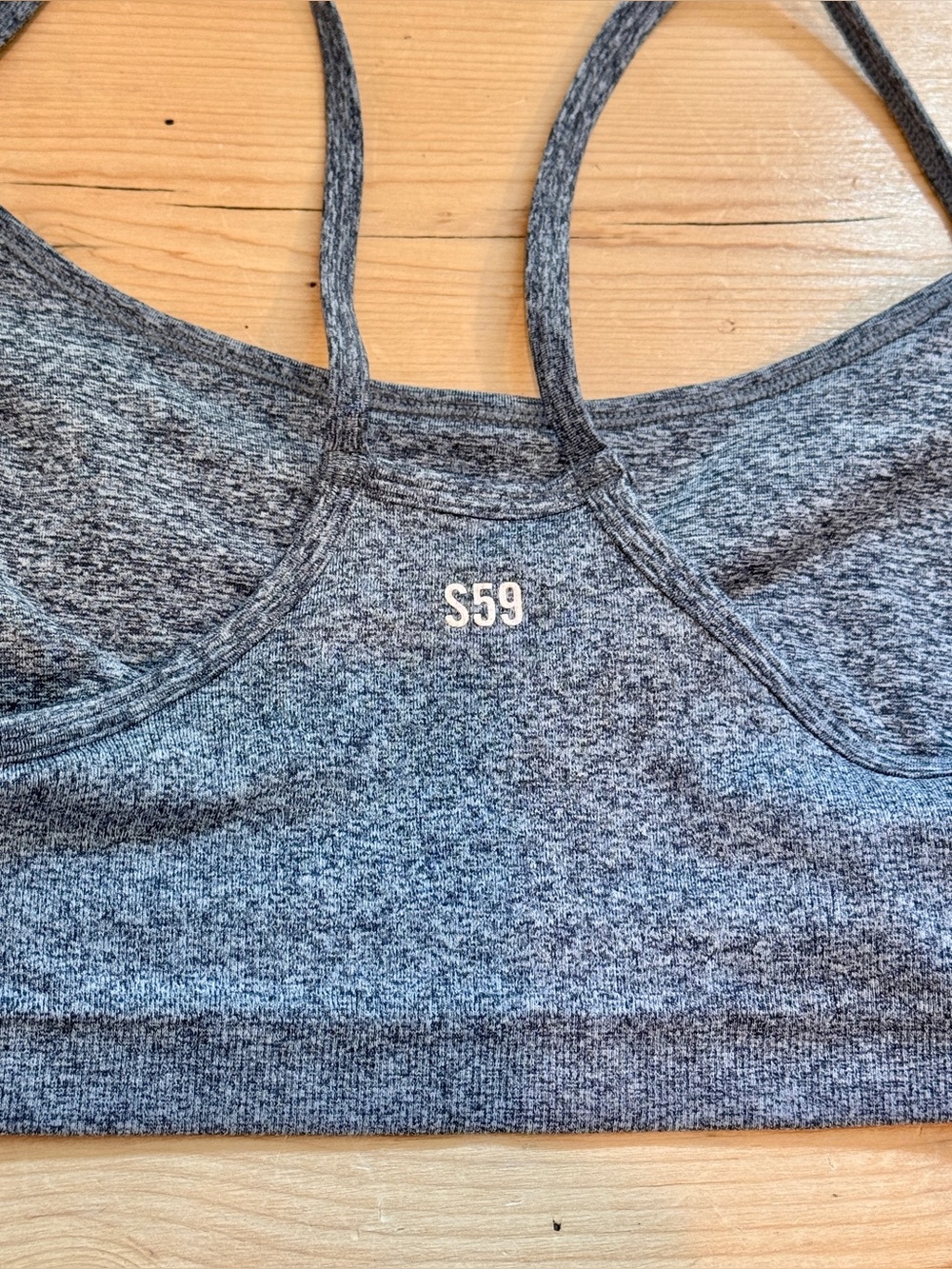 Spilts 59 Bralette Thin Straps Heather Grey Seamless EUC Women Large Pickleball - Picture 6 of 7